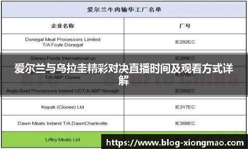 爱尔兰与乌拉圭精彩对决直播时间及观看方式详解
